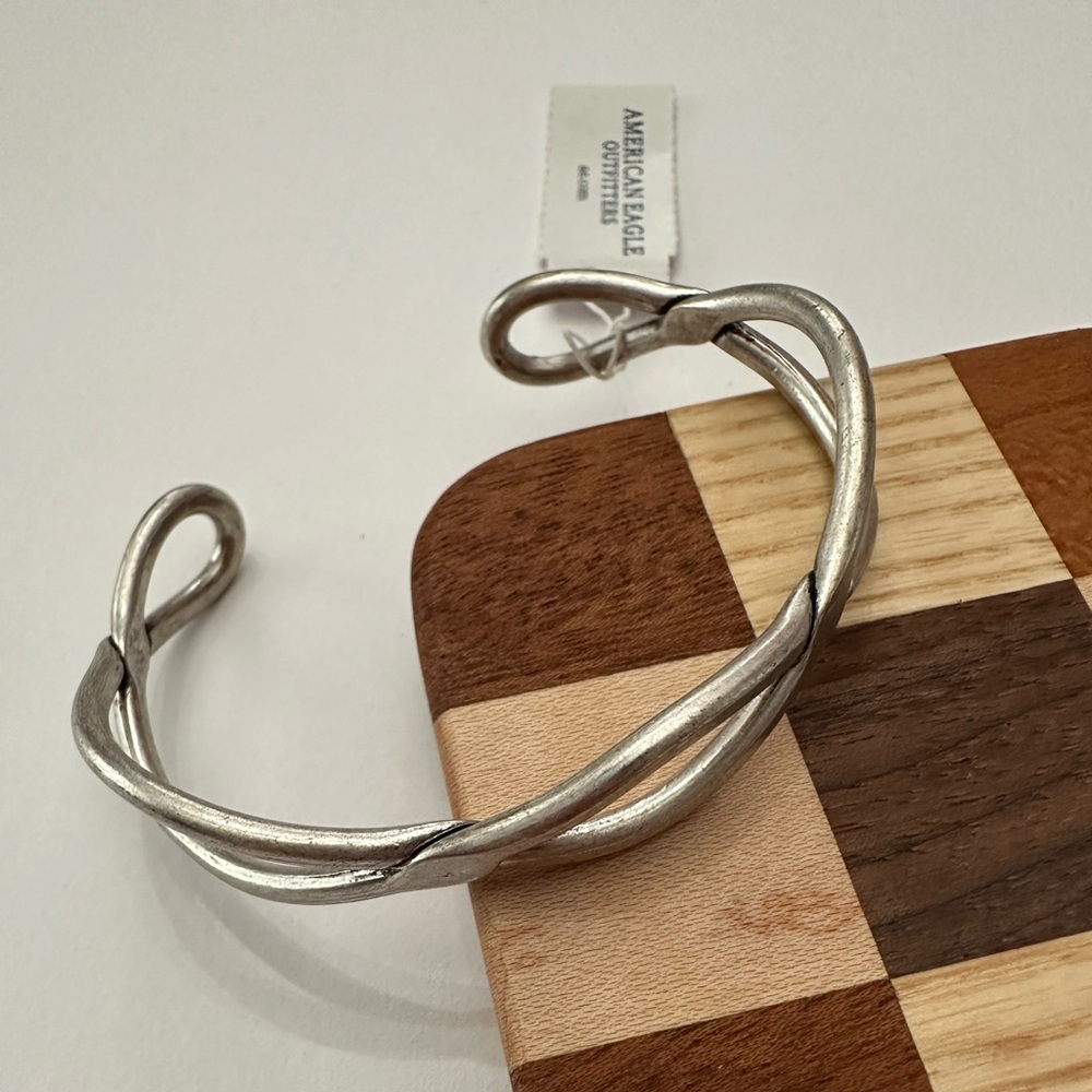 American Eagle Silver Metal Criss Cross Cuff Bracelet
